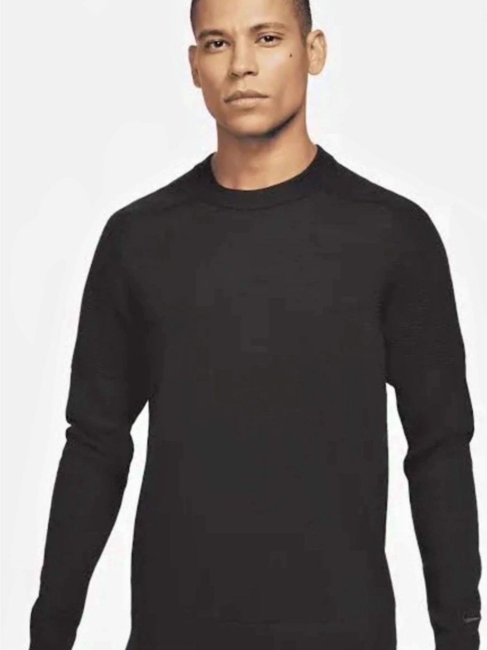 Nike Golf Tiger Woods Engineered Crew Sweater Mens XL Black Merino Wool blend